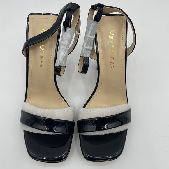 Miraazzurra Black Patent Platform‎ Chunky Heel Open Ankle Strap Womens Size 7.5 - Picture 3 of 10